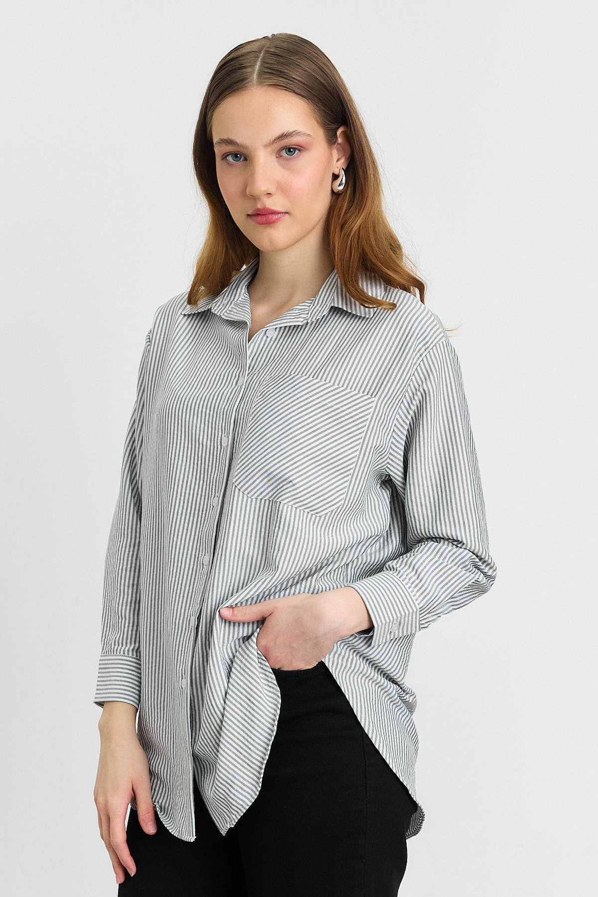 4360A Çizgili Gömlek Siyah - 1