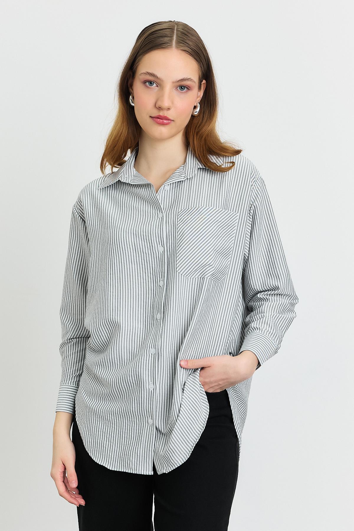 4360A Çizgili Gömlek Siyah - 7