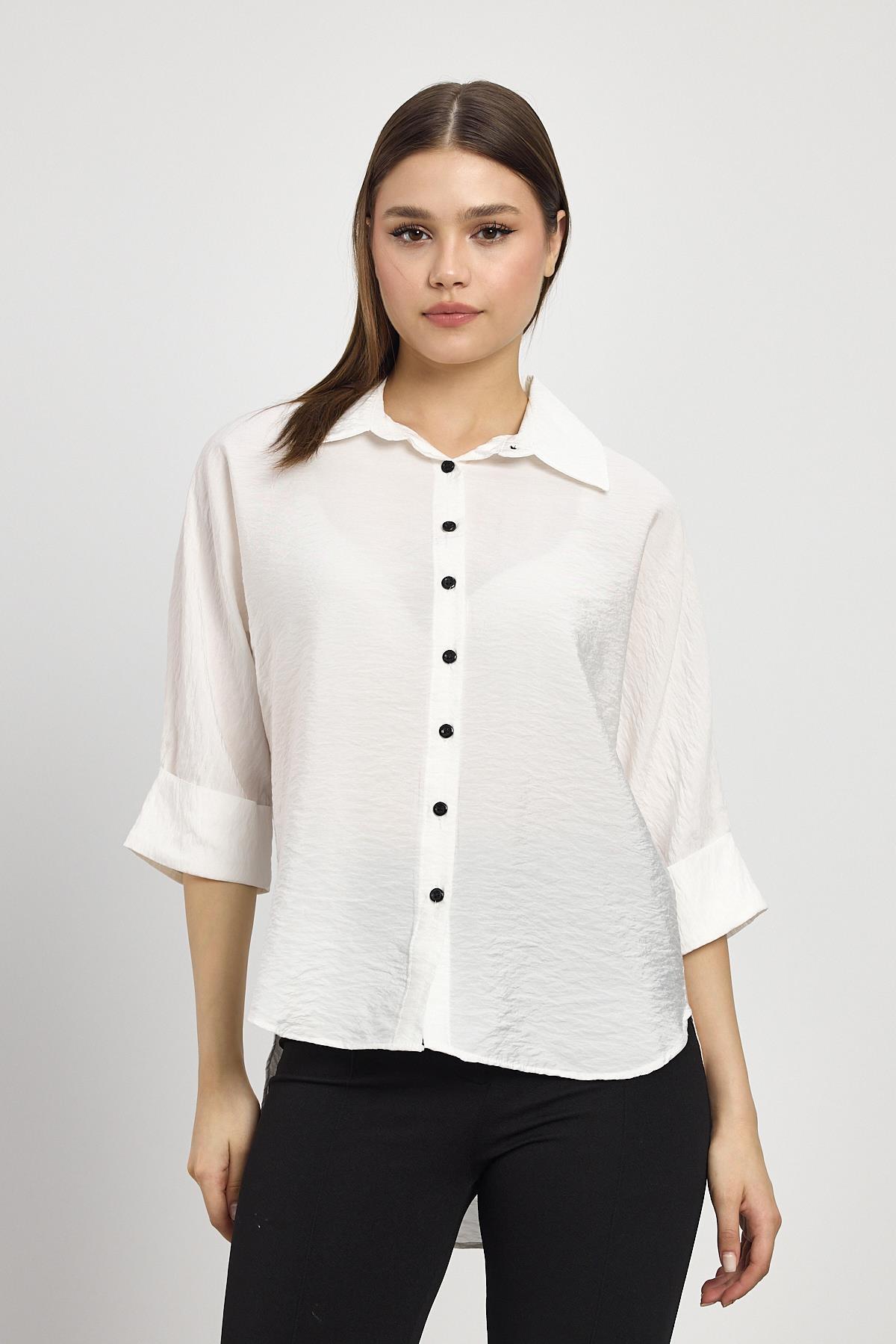 Beyaz Fakir Kol Gömlek 4361A 