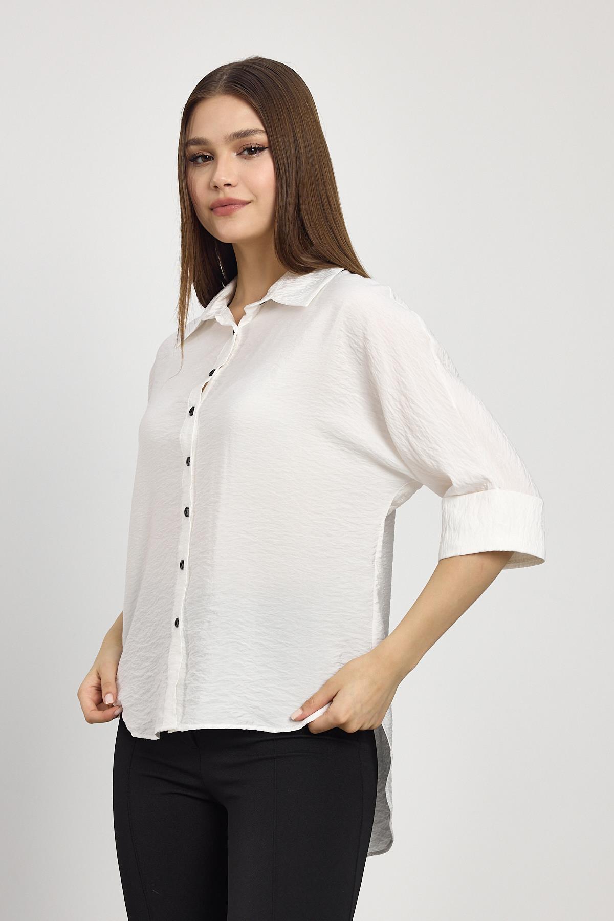 Beyaz Fakir Kol Gömlek 4361A - 3