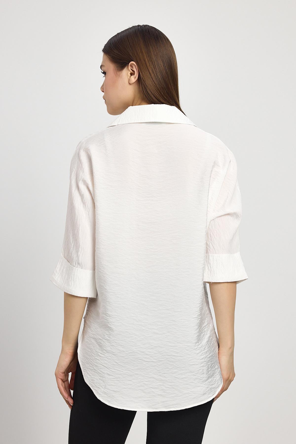 Beyaz Fakir Kol Gömlek 4361A - 5