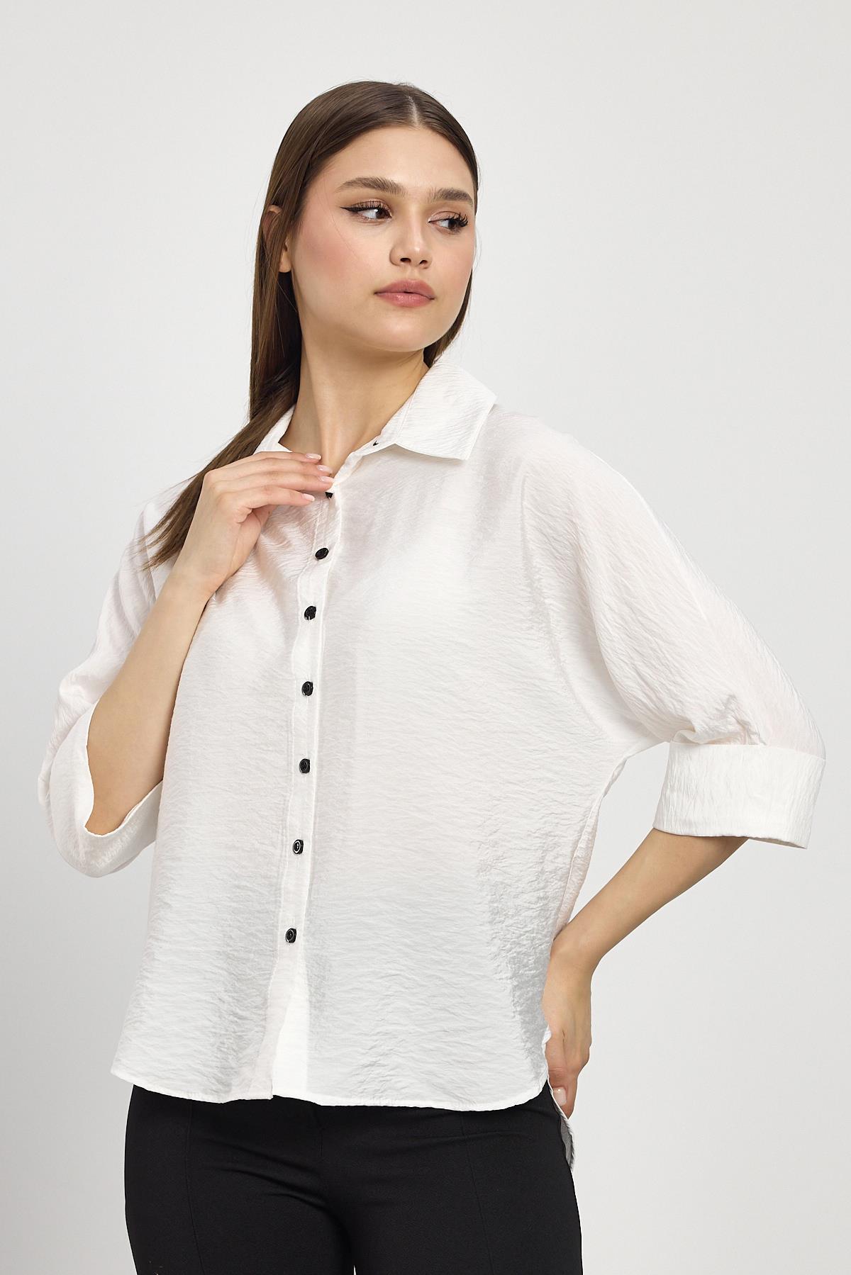 Beyaz Fakir Kol Gömlek 4361A - 8
