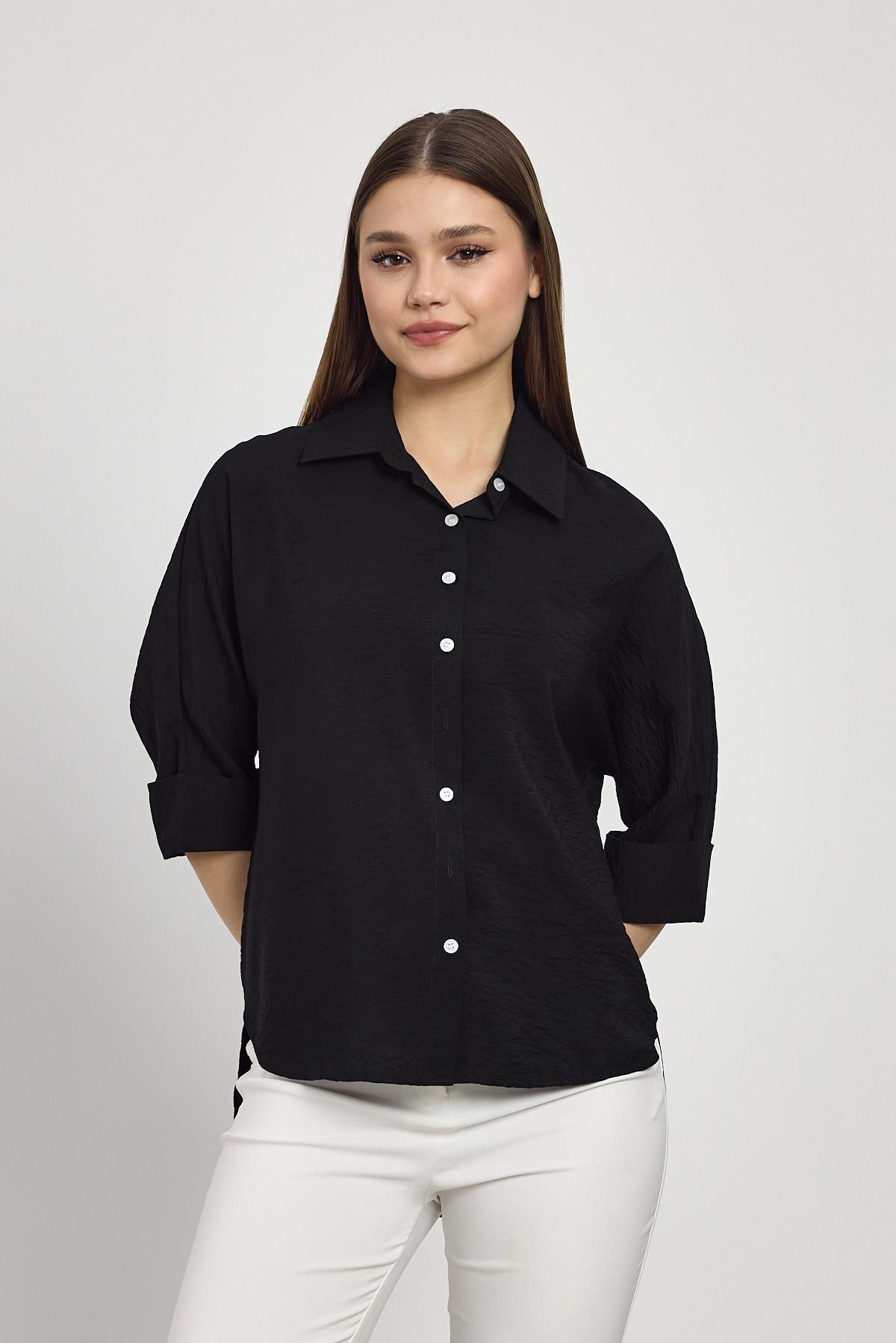 Siyah Fakir Kol Gömlek 4361A 