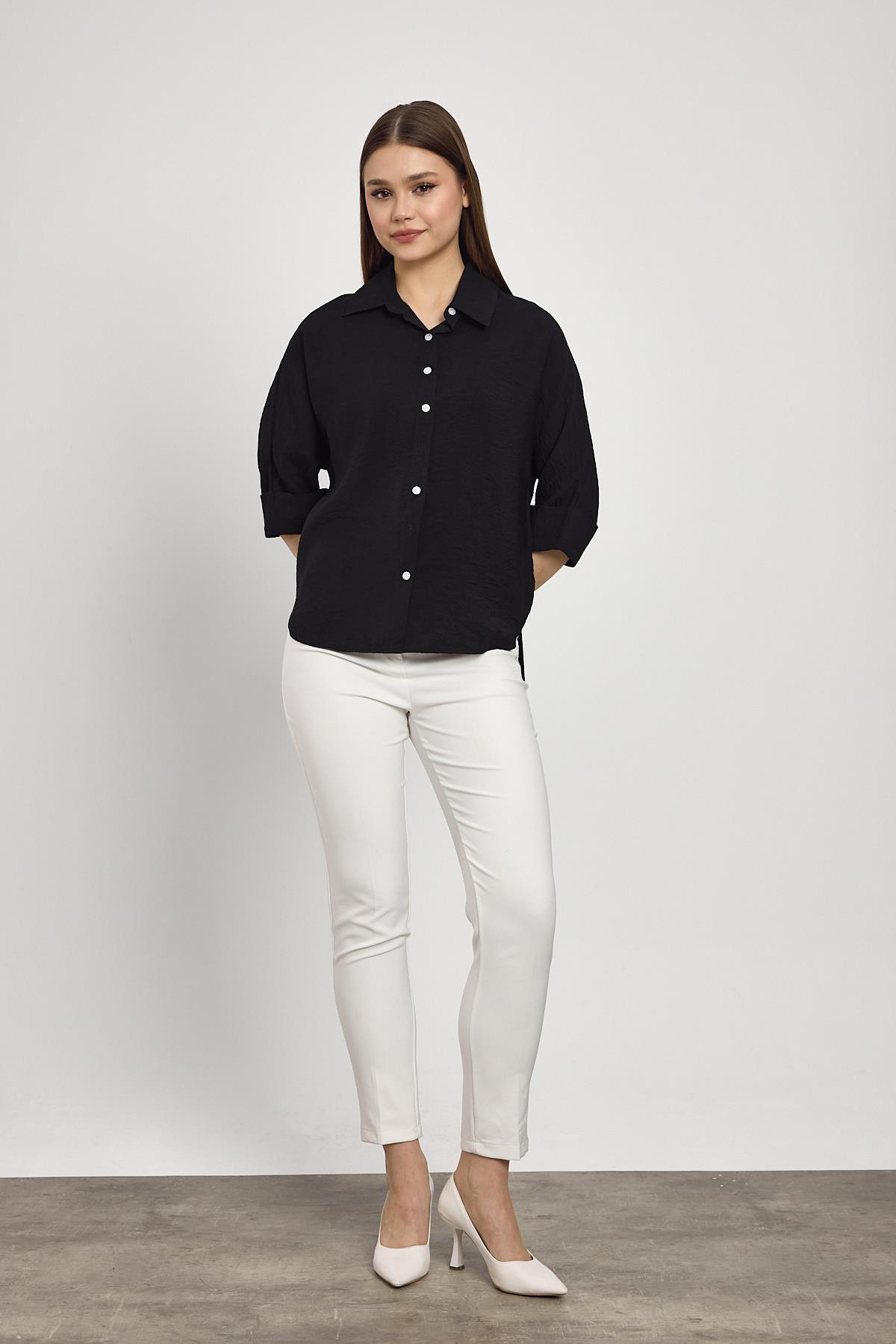 Siyah Fakir Kol Gömlek 4361A - 2