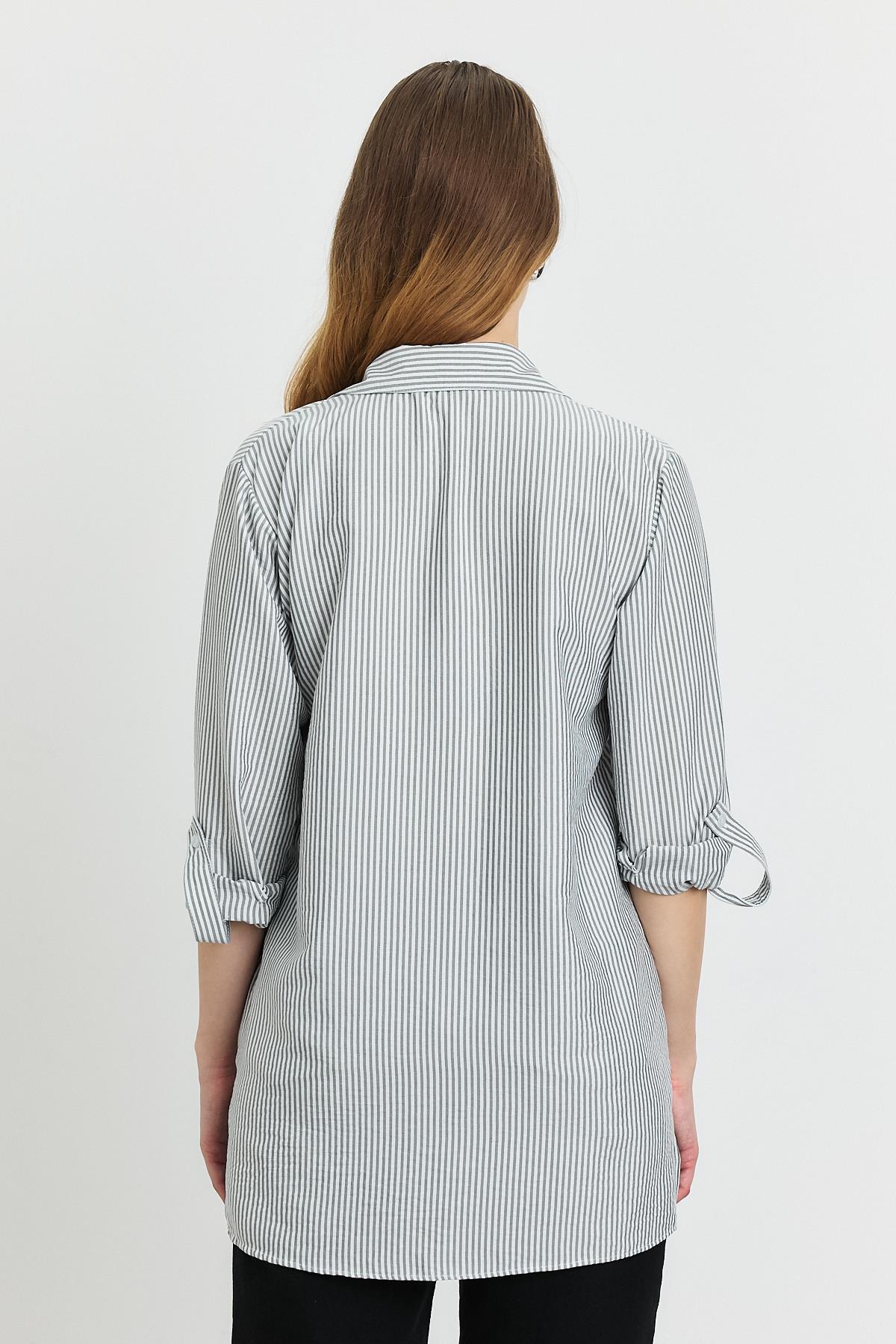 4362A Çizgili Çift Cepli Gömlek Siyah - 5