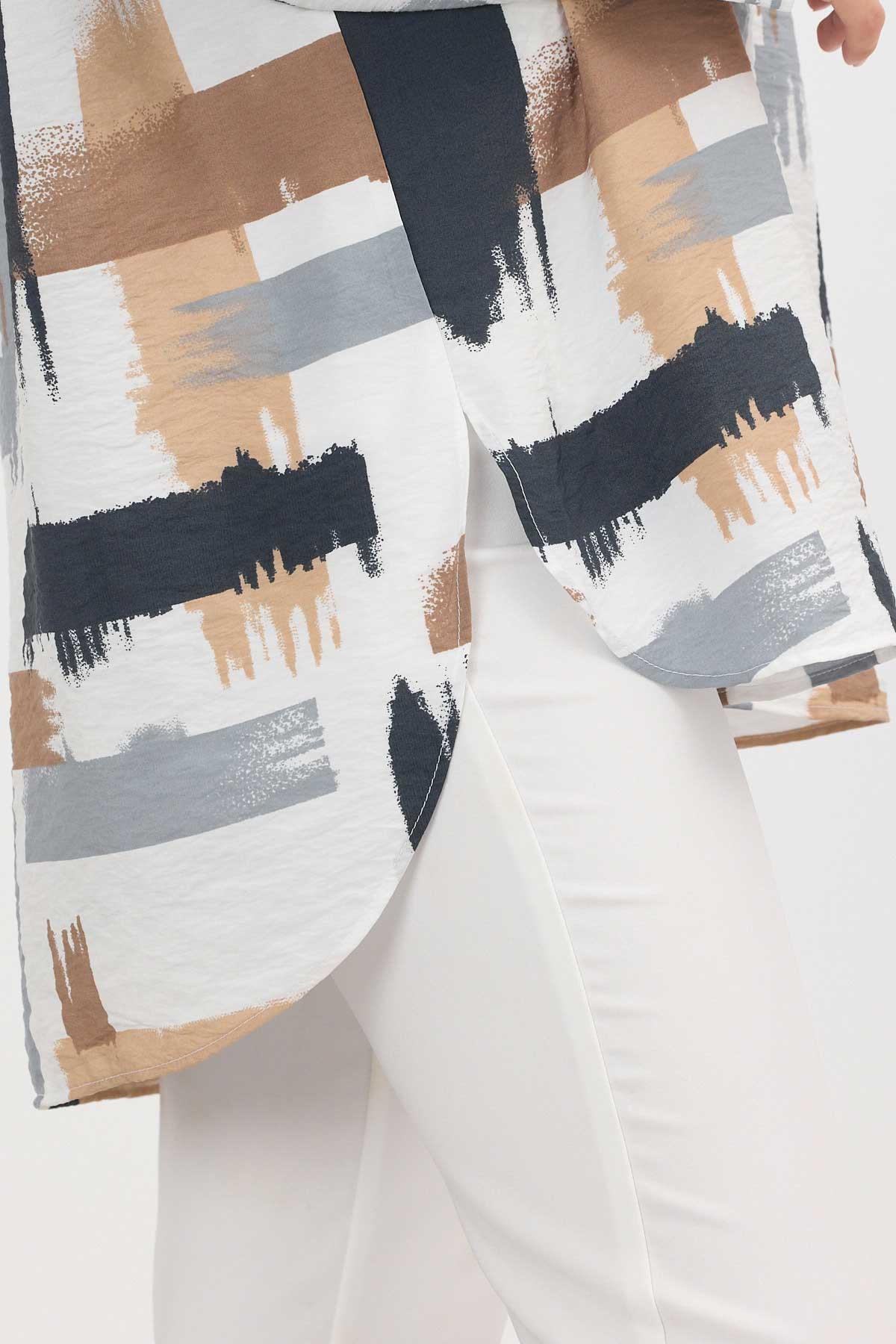 Gri Desenli Uzun Gömlek 4369A - 5