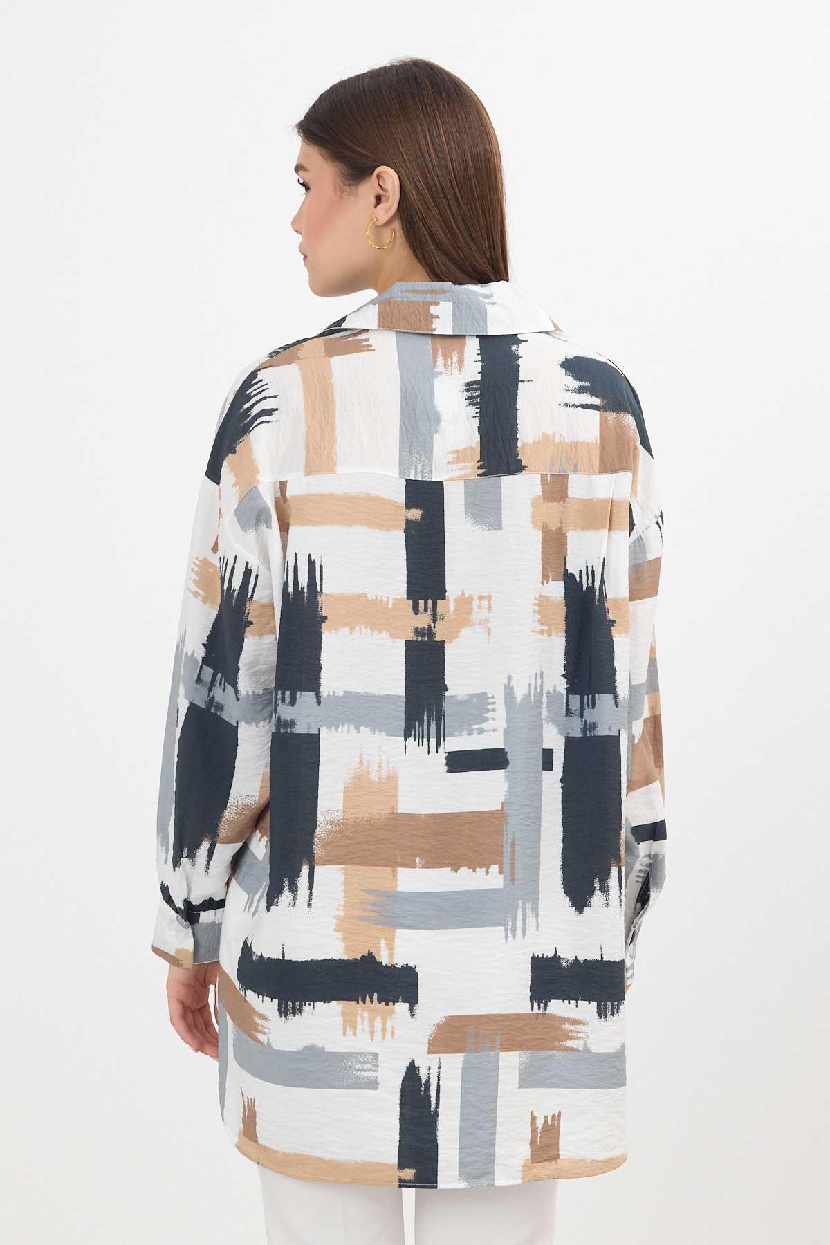 Gri Desenli Uzun Gömlek 4369A - 6