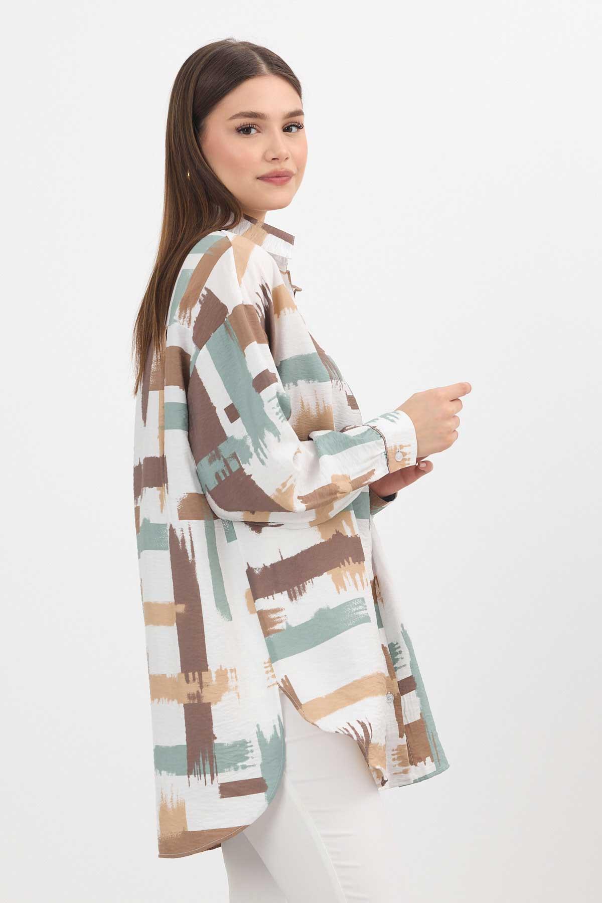 Mint Desenli Uzun Gömlek 4369A - 7