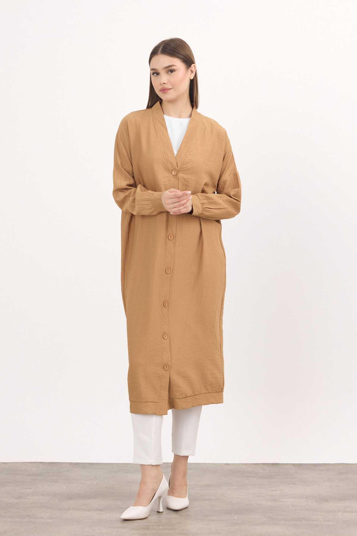 Bisküvi Düğmeli Uzun Tunik 4378A - 1