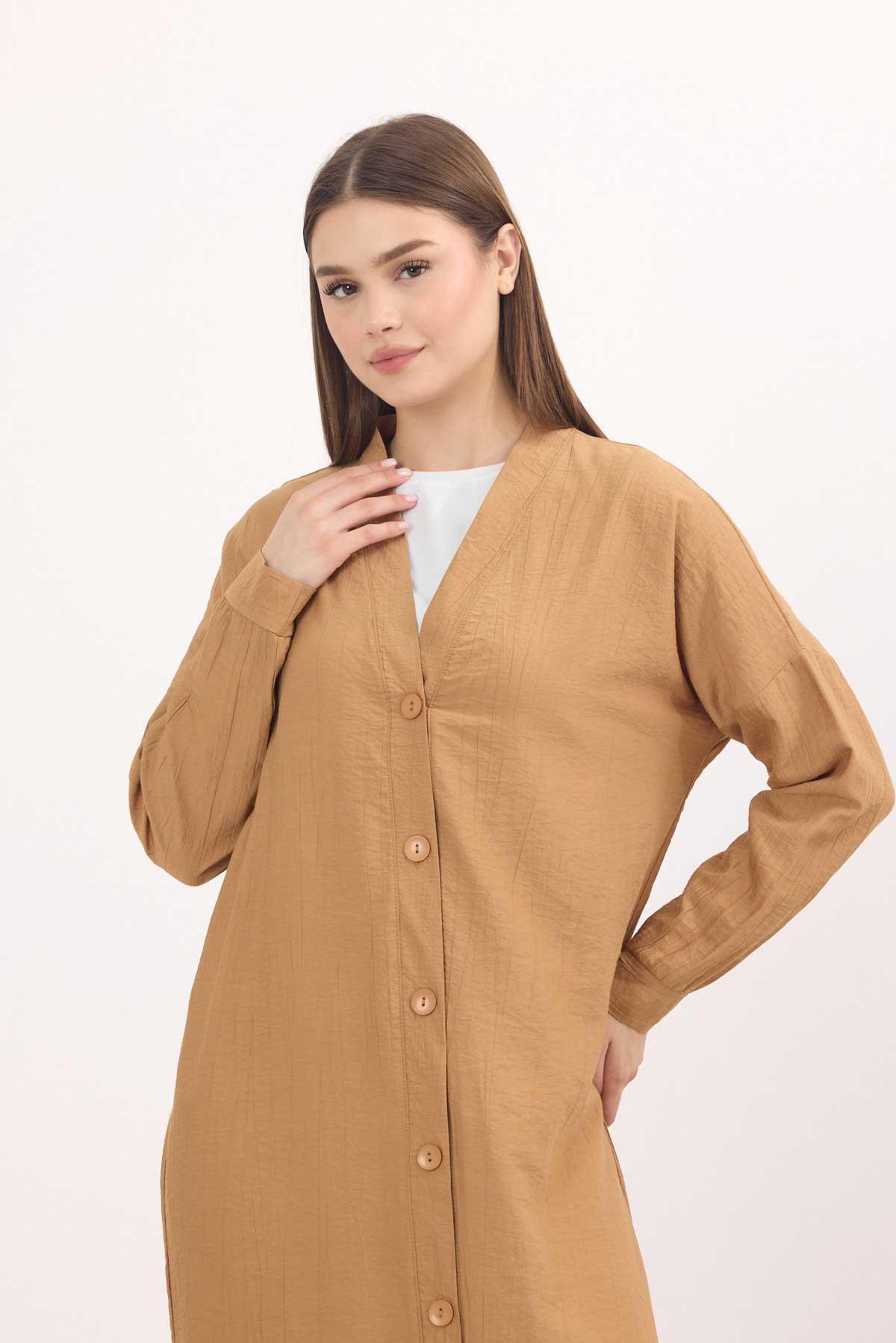 Bisküvi Düğmeli Uzun Tunik 4378A - 3