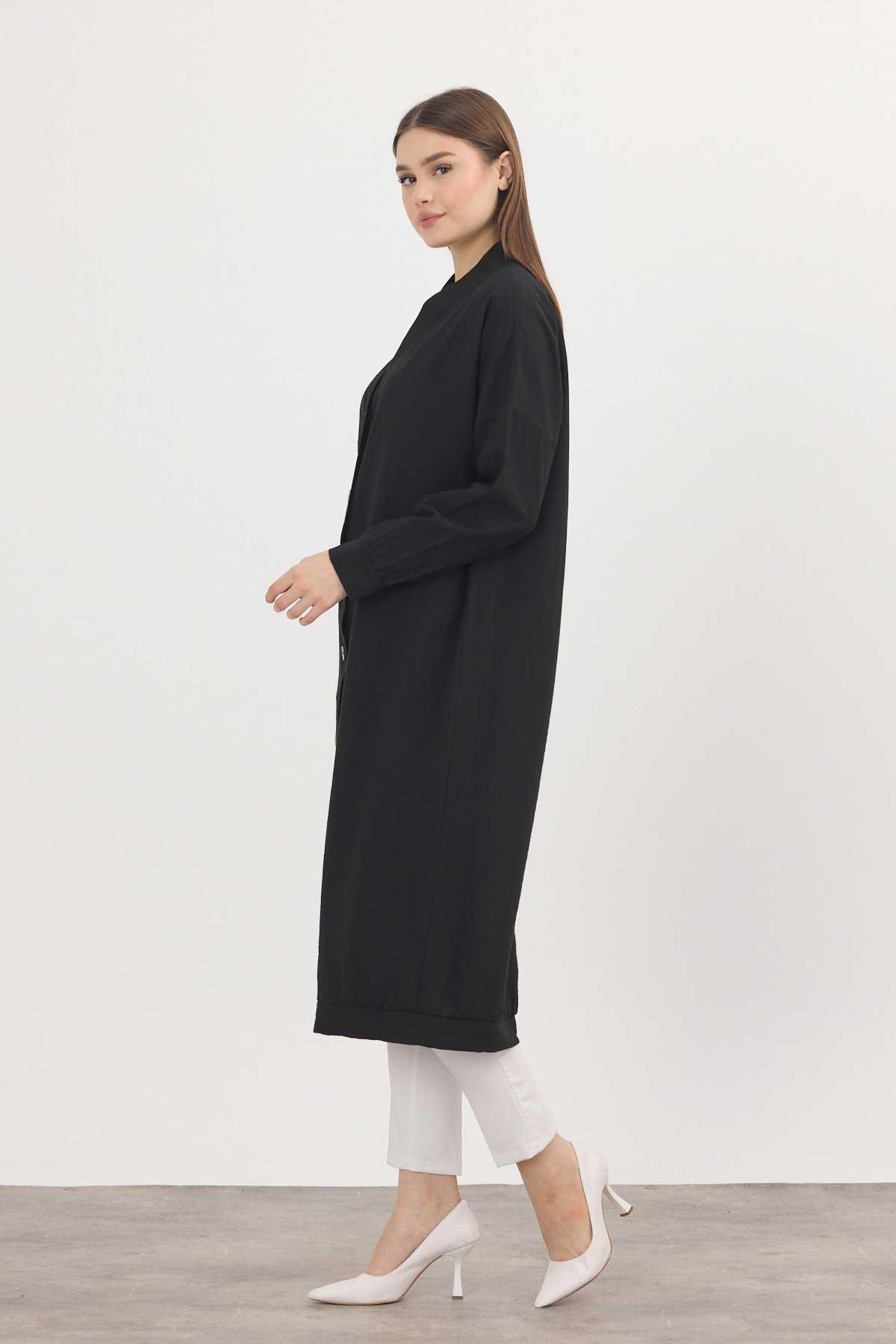 Siyah Düğmeli Uzun Tunik 4378A - 6