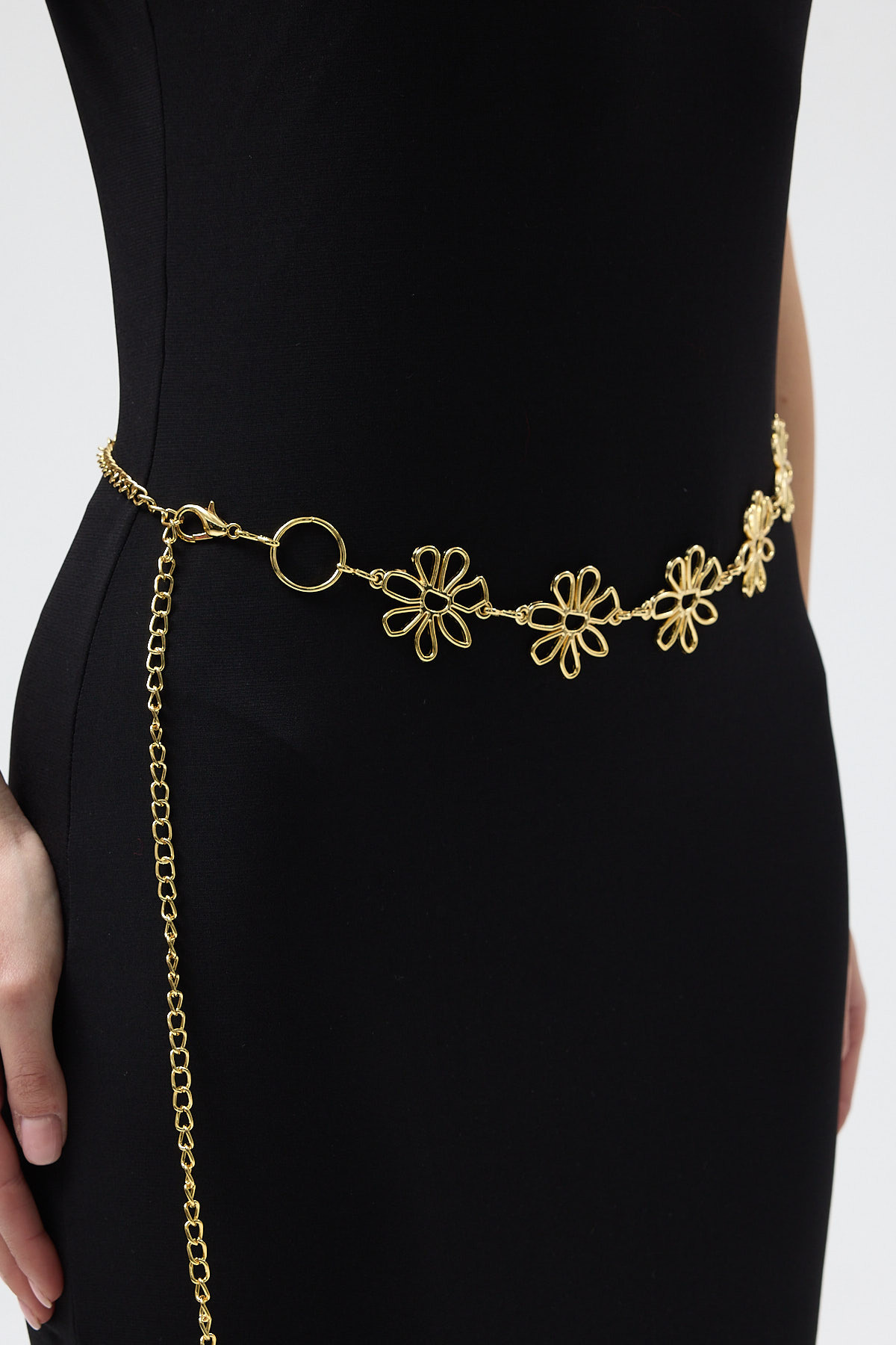 Gold Papatya Detaylı Zincir Kadın Kemer 438 - 1