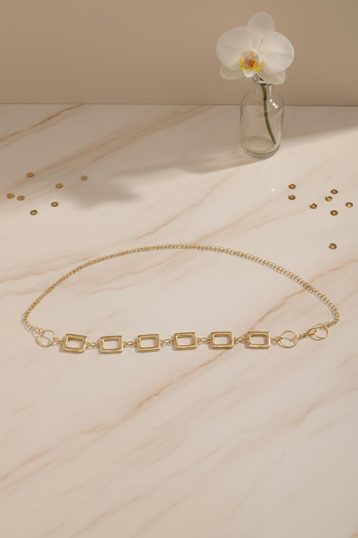 440 Kare Detay Zincir Kemer Gold - RAYS