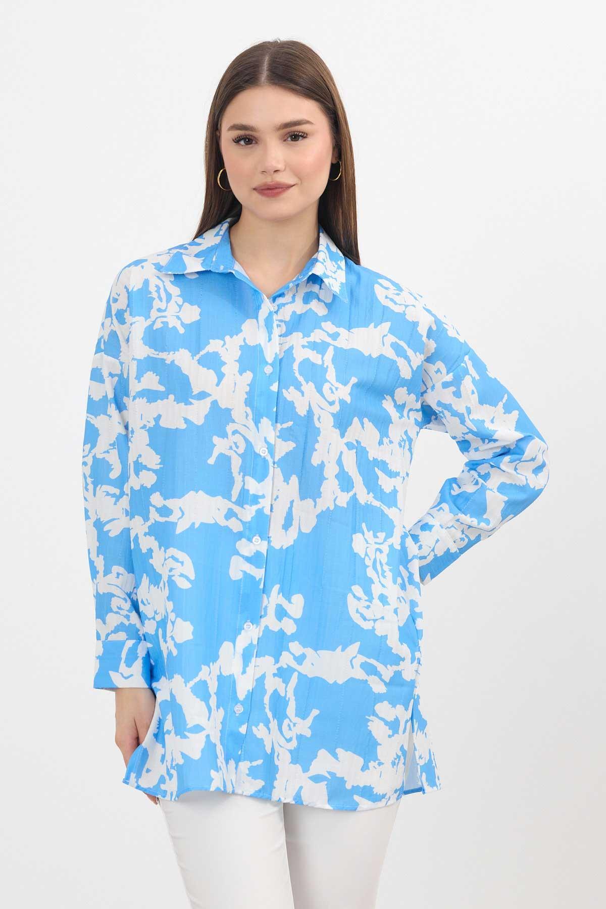 4401A Desenli Tunik Mavi 