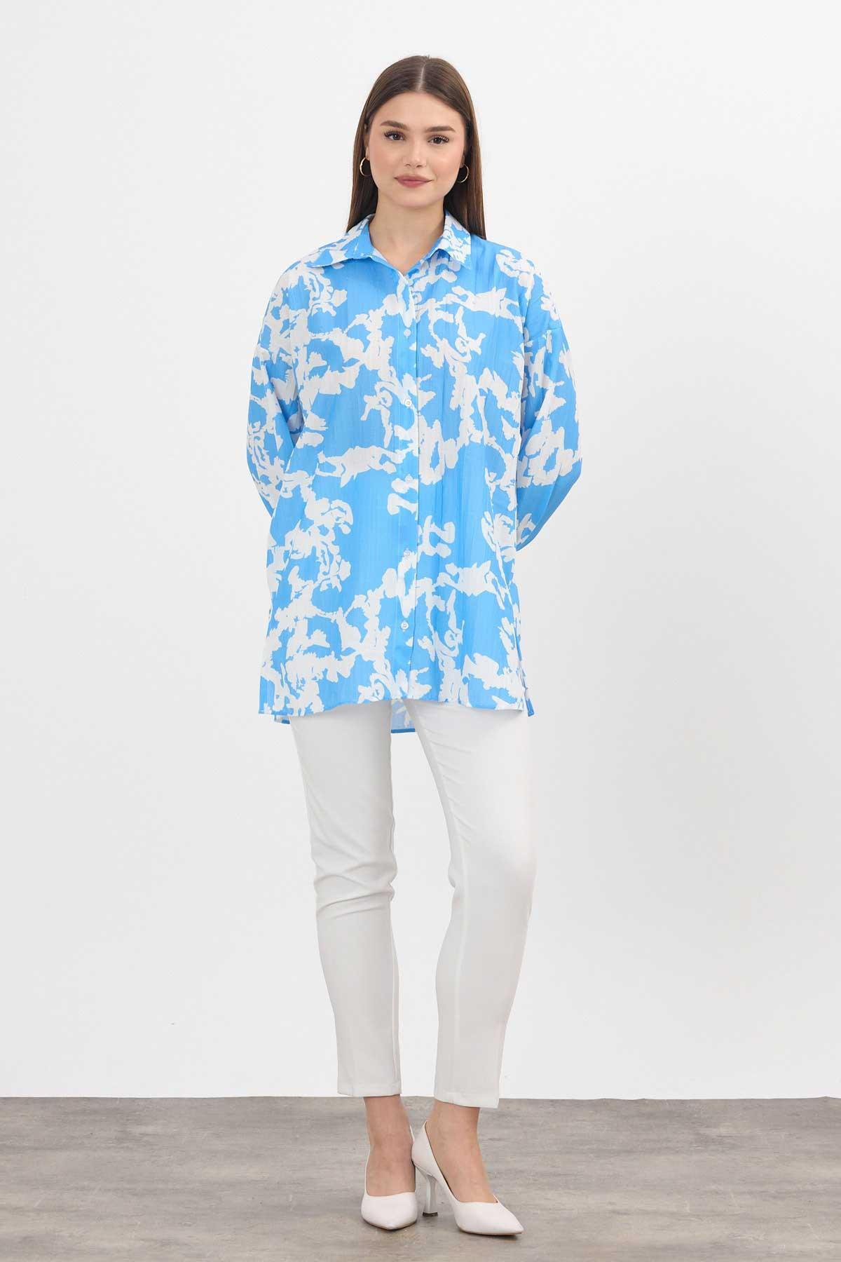 4401A Desenli Tunik Mavi - 2