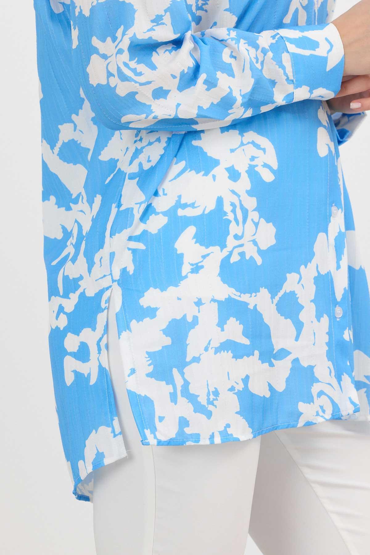 4401A Desenli Tunik Mavi - 4