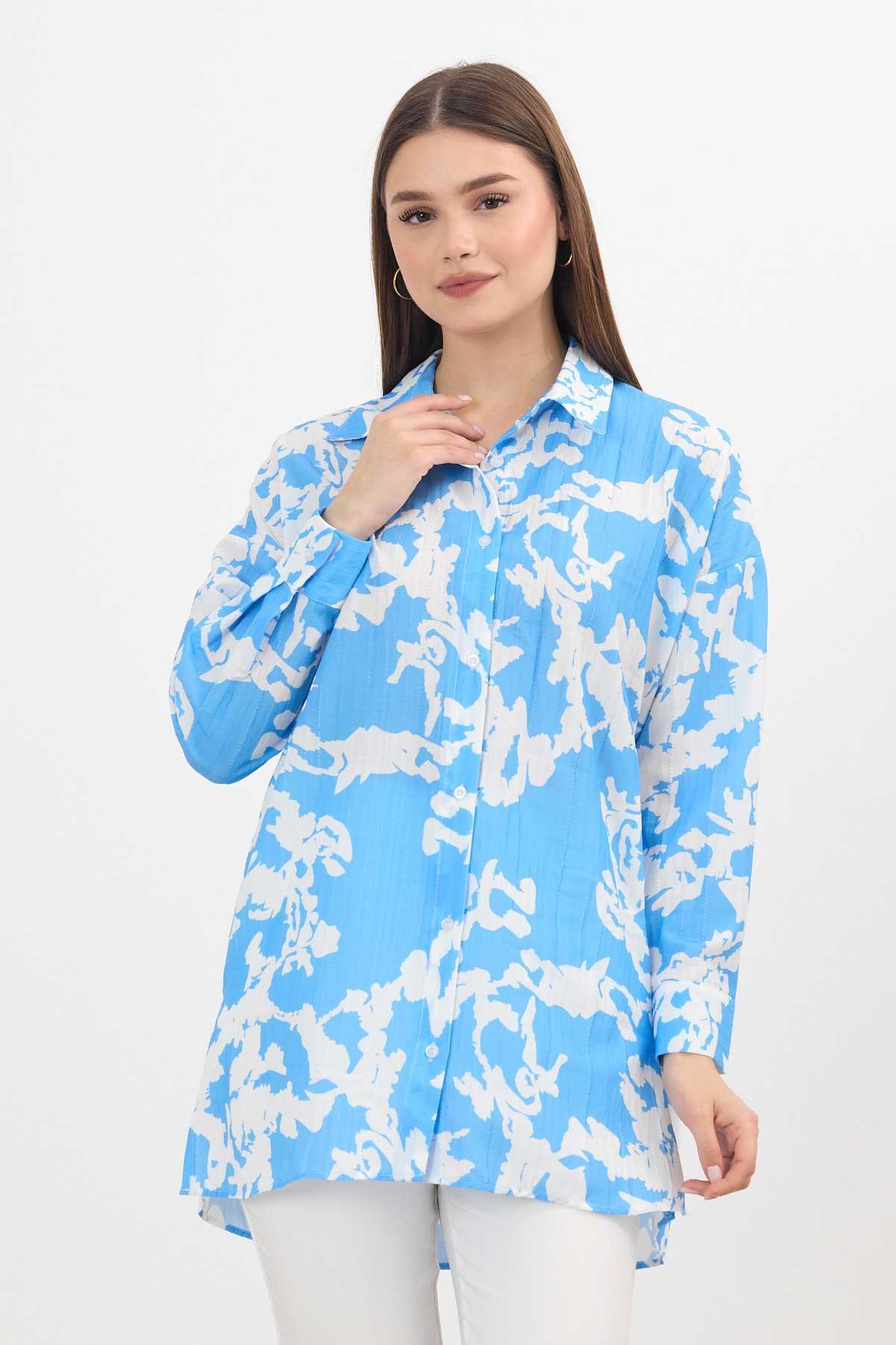 4401A Desenli Tunik Mavi - 8