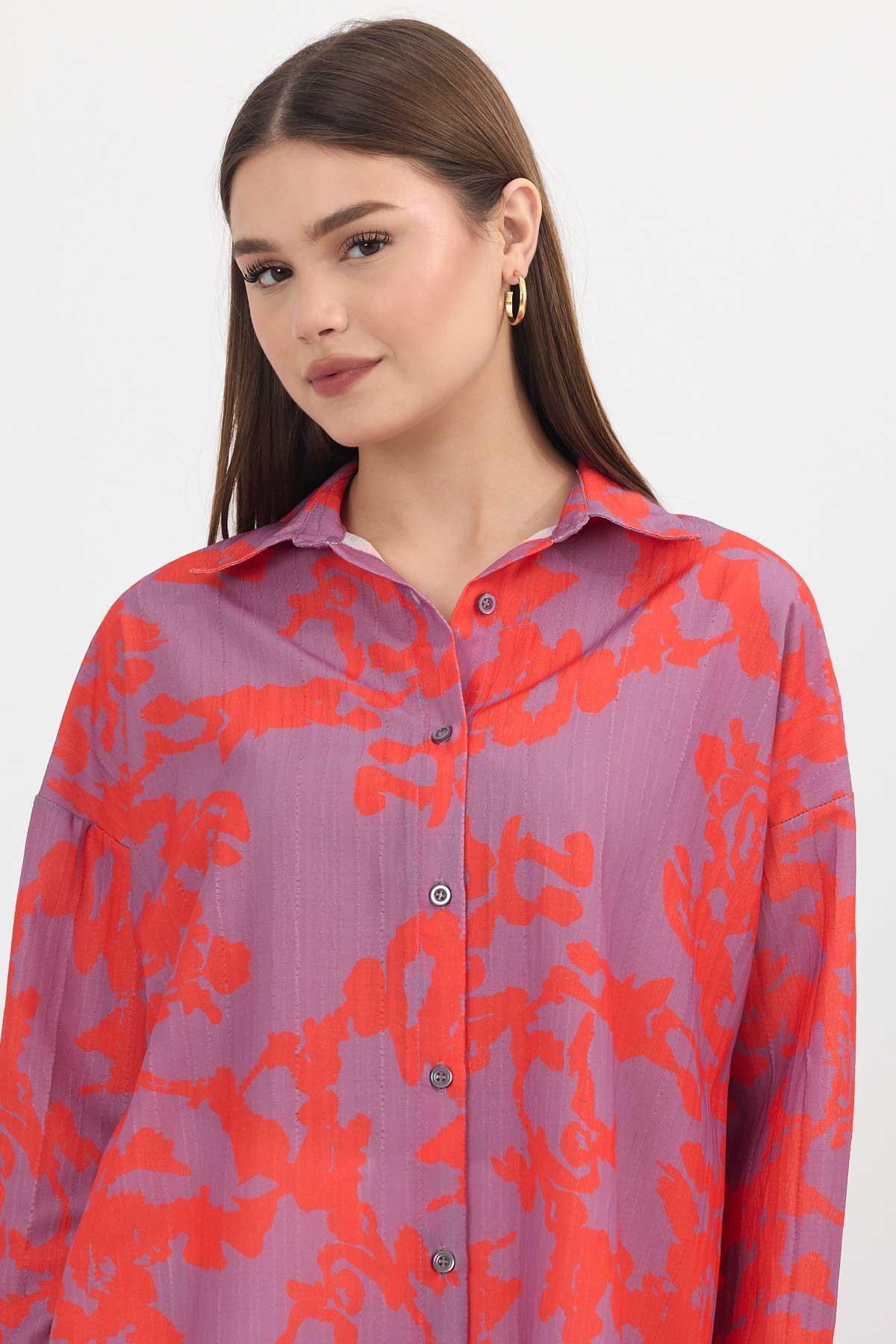 Desenli Tunik 4401A Orange - 5
