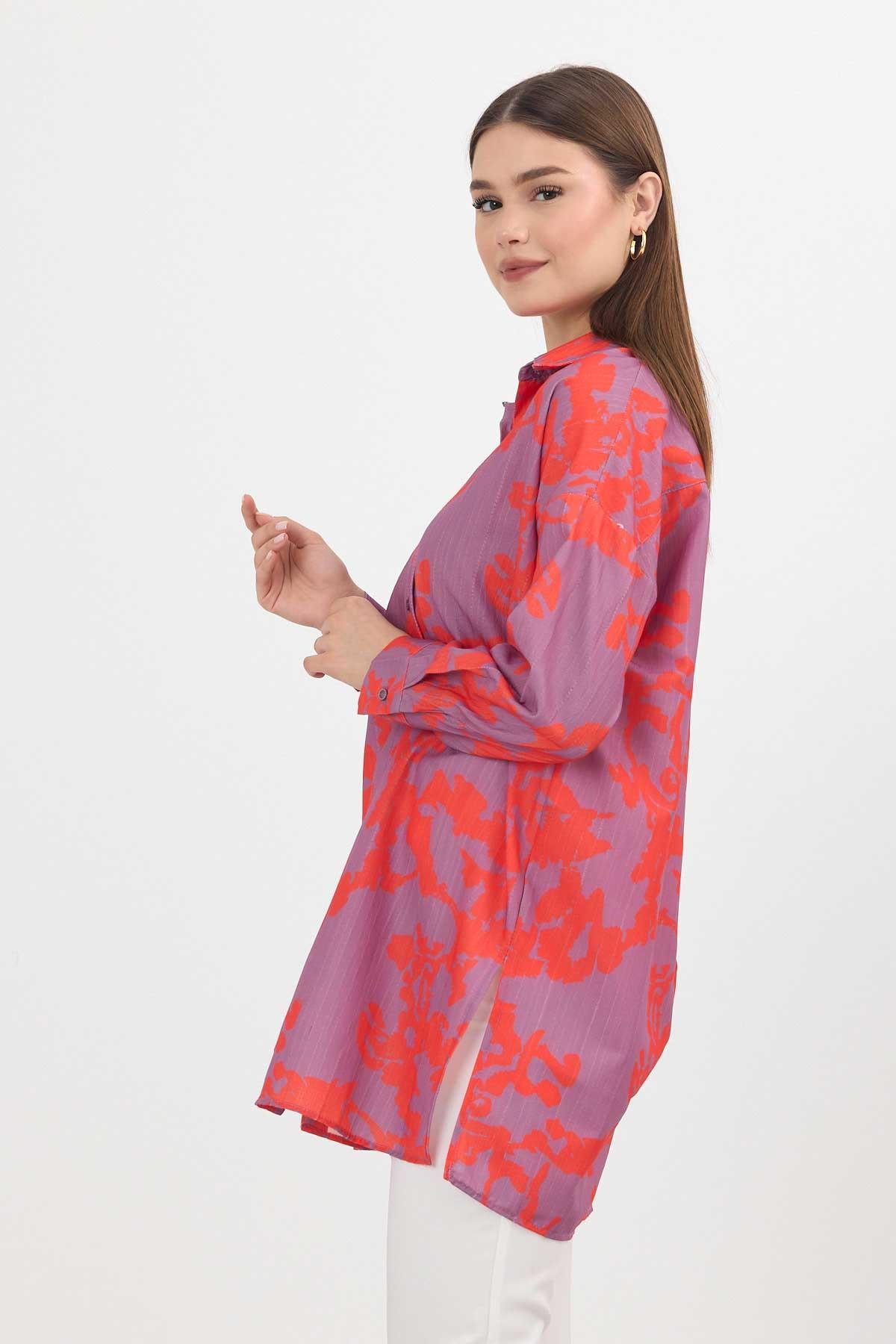 Desenli Tunik 4401A Orange - 8