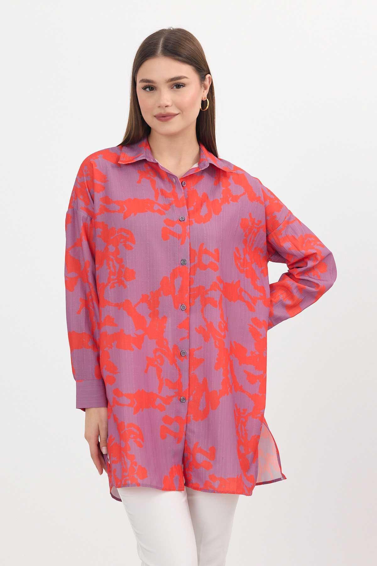 4401A Desenli Tunik Orange 