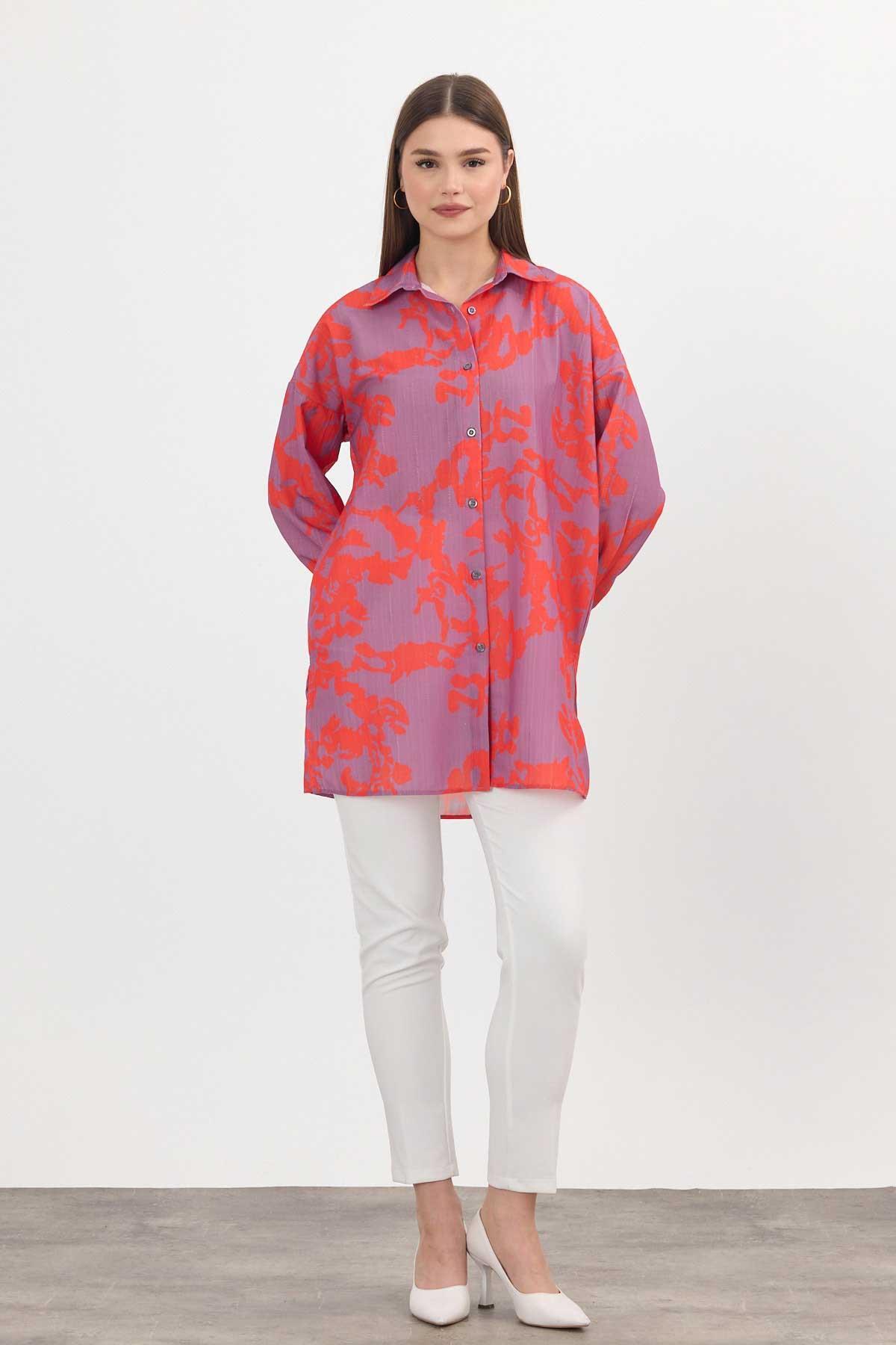 4401A Desenli Tunik Orange - 2
