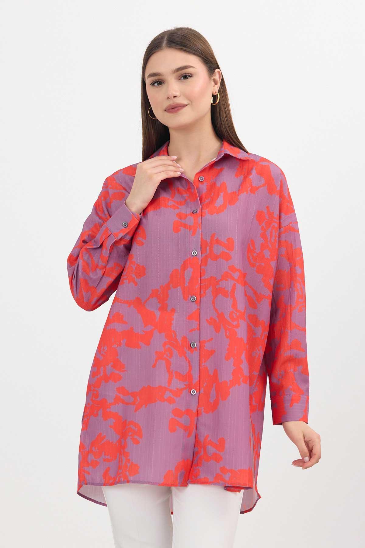 4401A Desenli Tunik Orange - 3