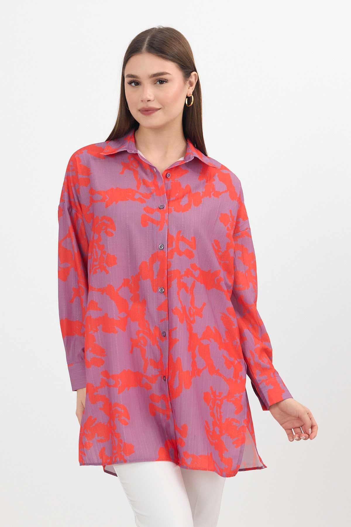 4401A Desenli Tunik Orange - 7