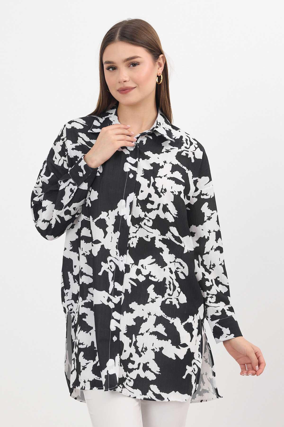 4401A Desenli Tunik Siyah 