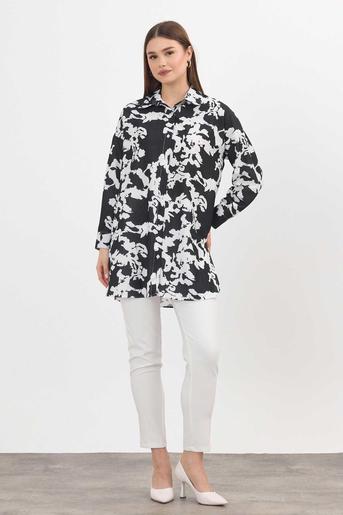 Siyah Desenli Tunik 4401A - 2