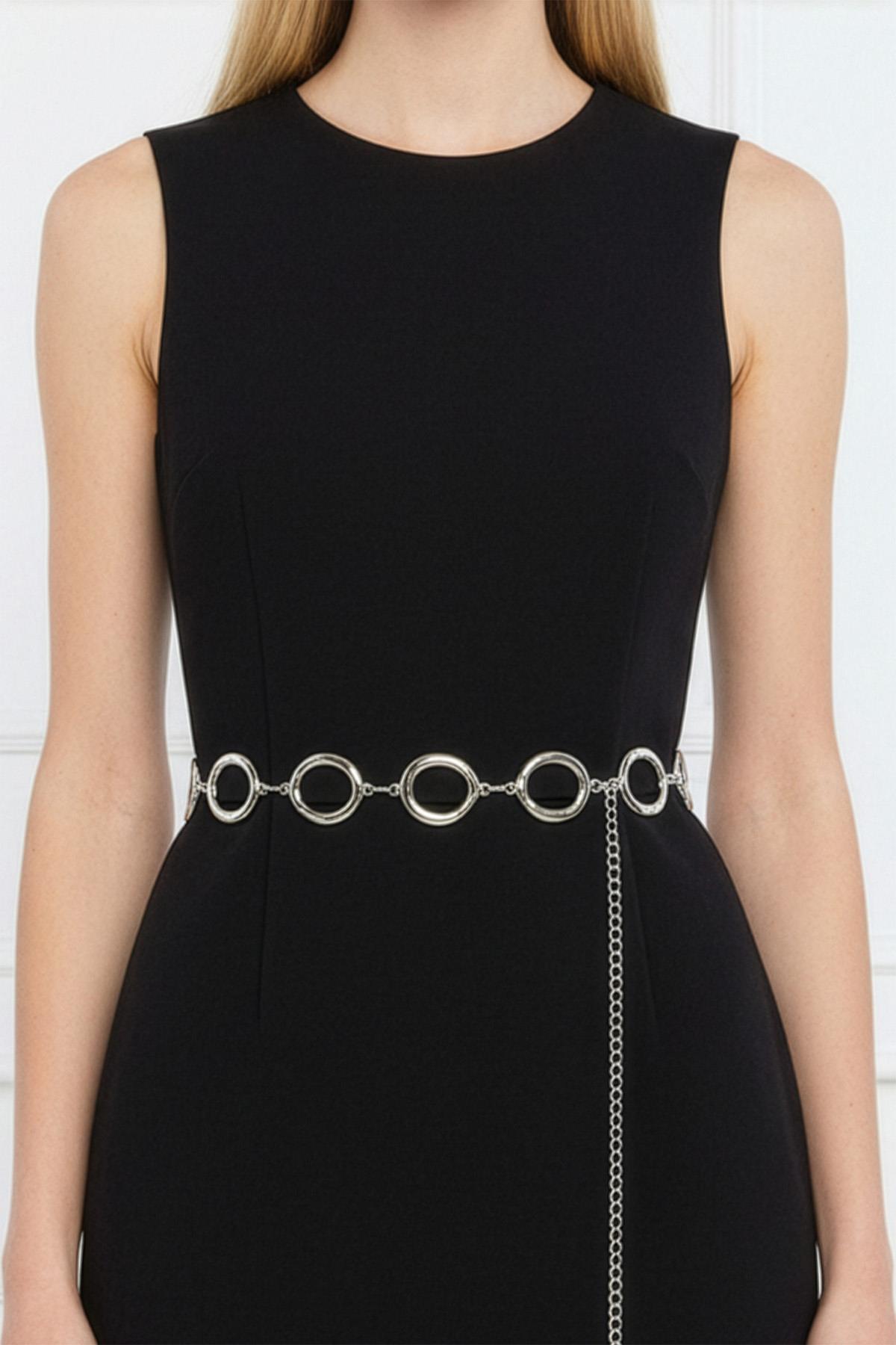 441 Halka Detay Zincirli Kemer Gümüş - RAYS