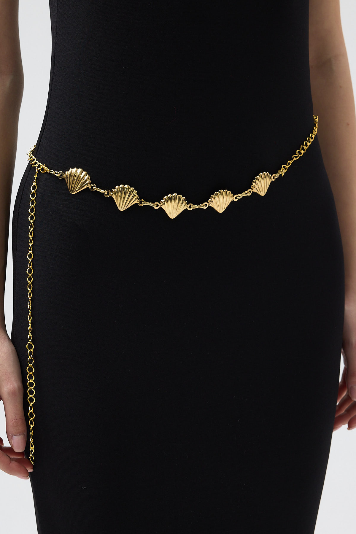 Gold Midye Detaylı Zincir Kadın Kemer 442 - 1