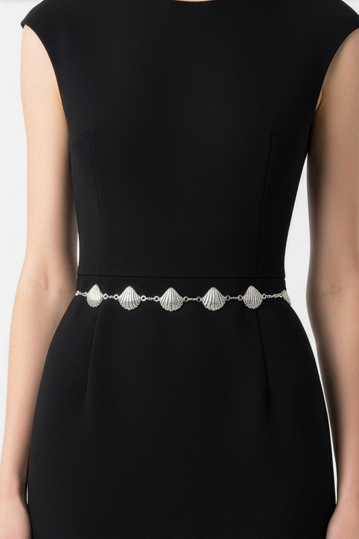 442 Midye Detaylı Zincir Kemer Gümüş - RAYS