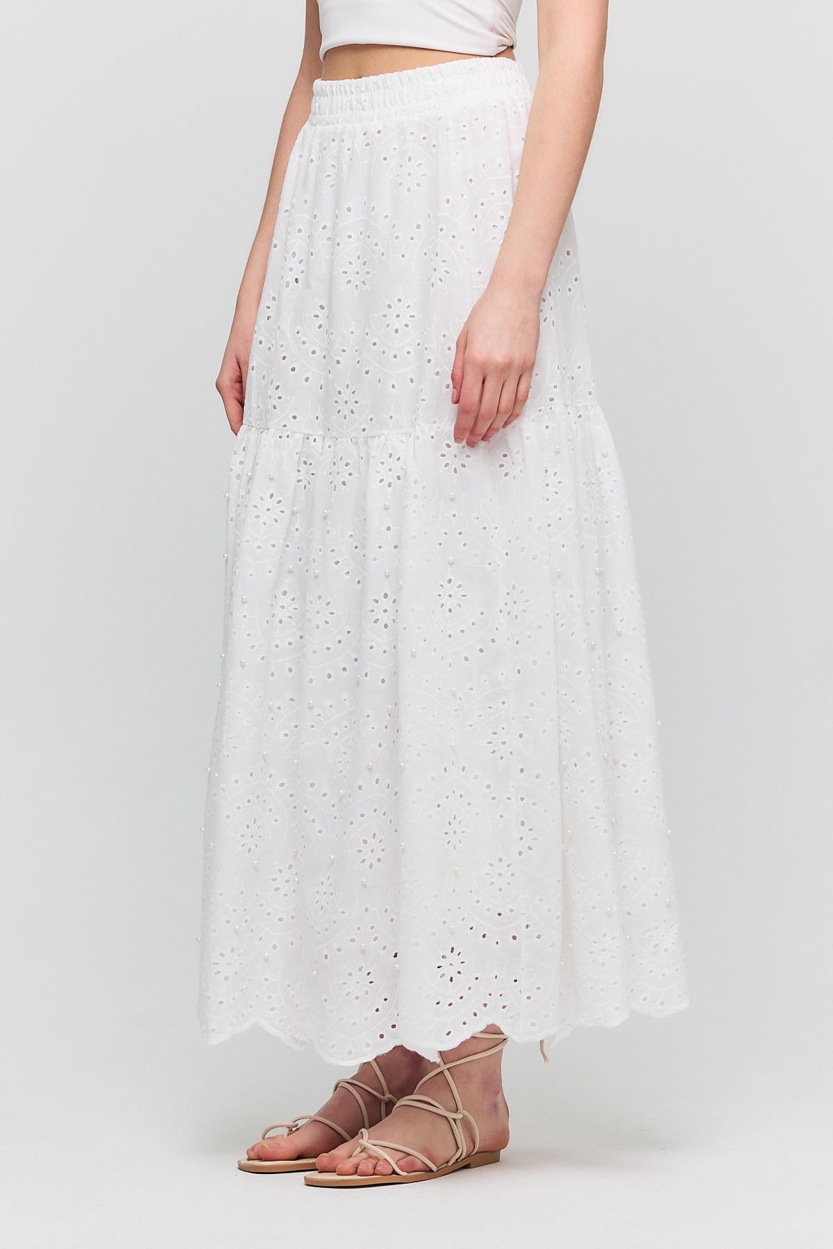4422A Bel Lastilli Etek Beyaz - 6