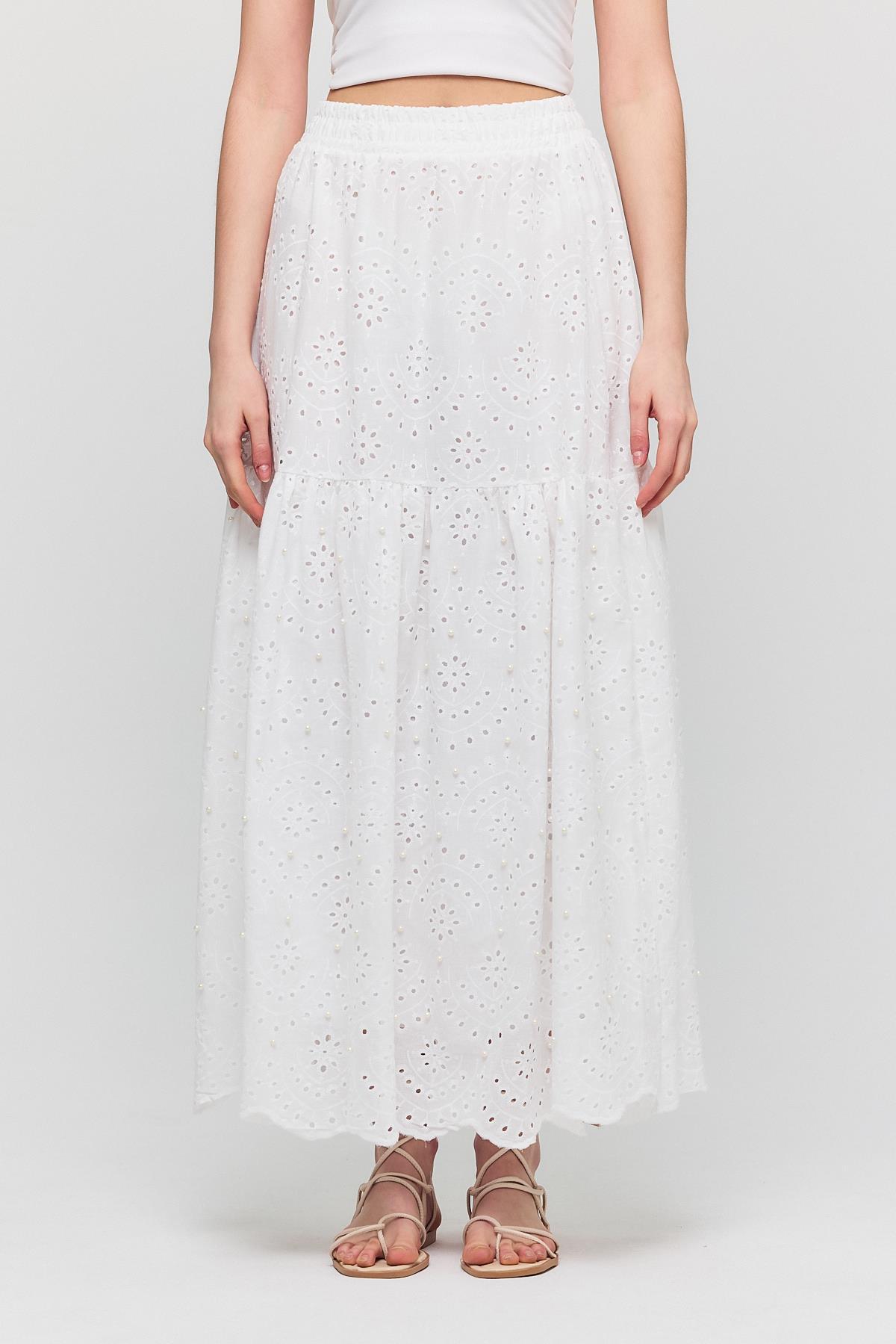 4422A Bel Lastilli Etek Beyaz - 3