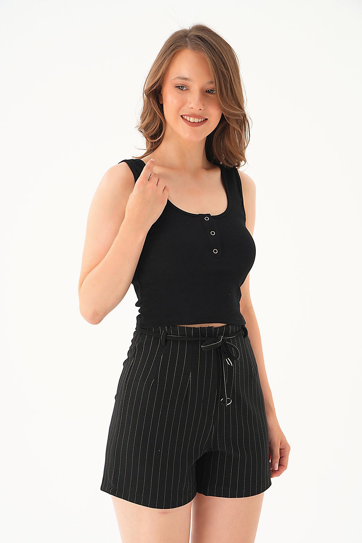 Siyah Ön Çıtçıtlı Atlet 443 - 2