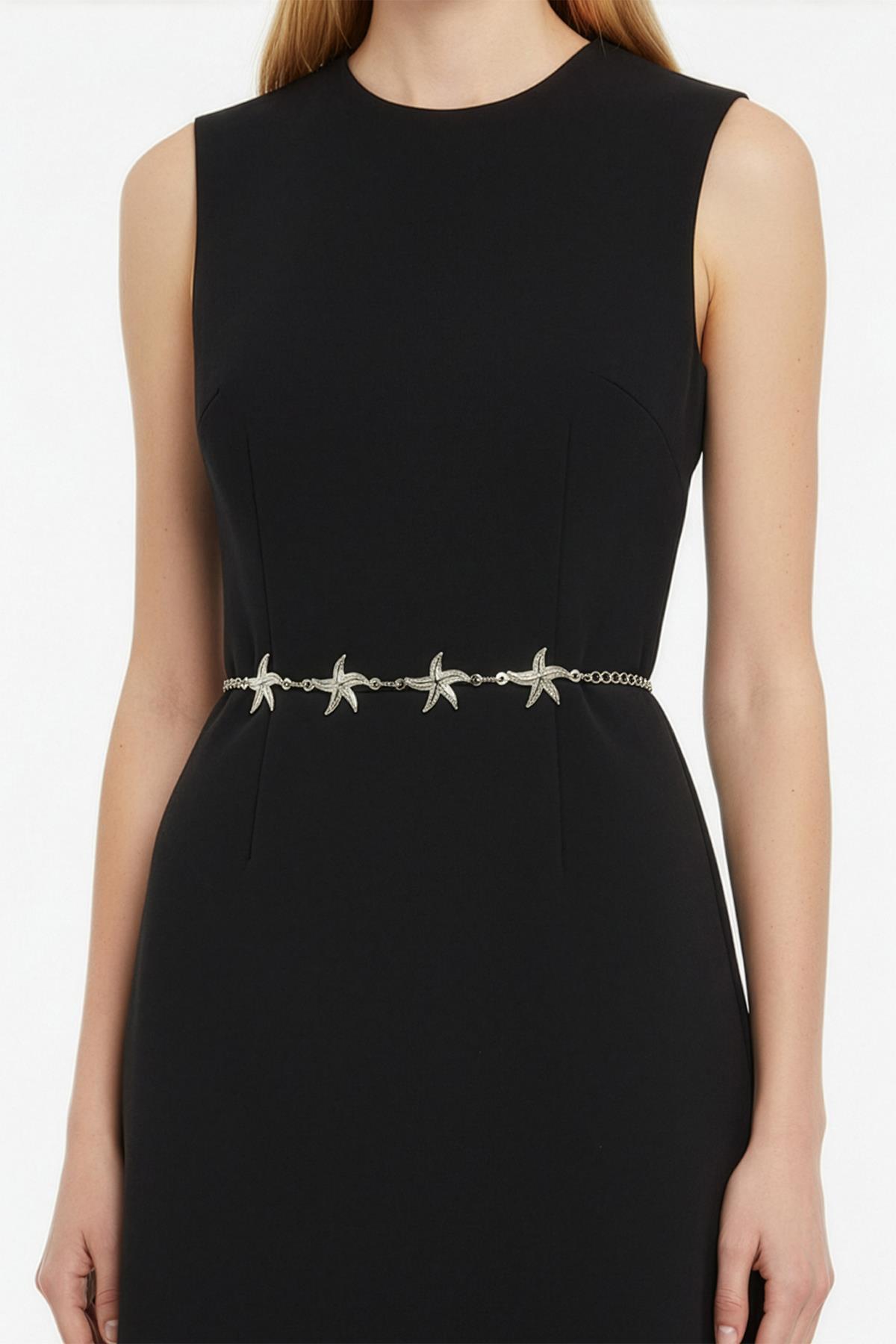 443 Yıldız Detay Zincir Kemer Gümüş - 1