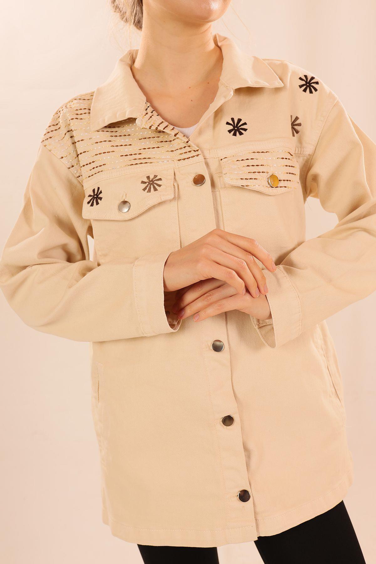 Bej Cep Detay Gabardin Ceket 4447 - 3