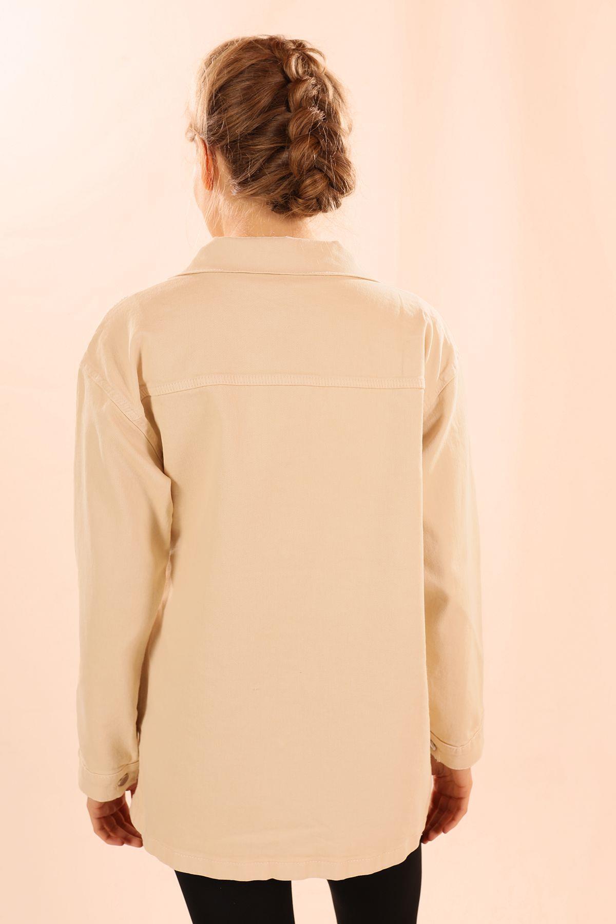 Bej Cep Detay Gabardin Ceket 4447 - 7
