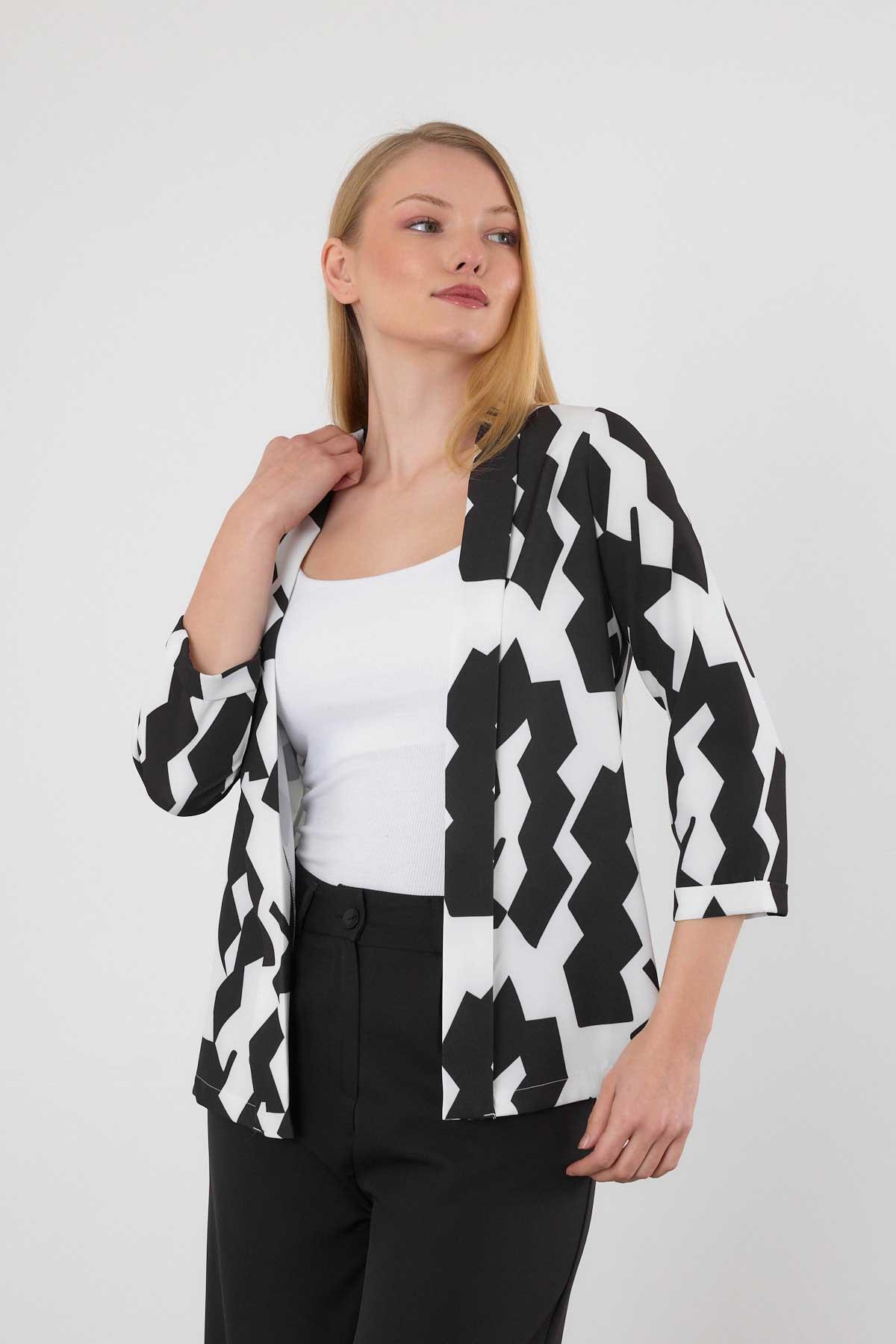 Siyah Desenli Ceket 4468A - 4