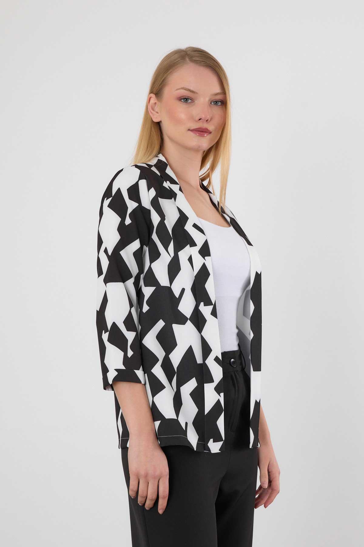Siyah Desenli Ceket 4468A - 7