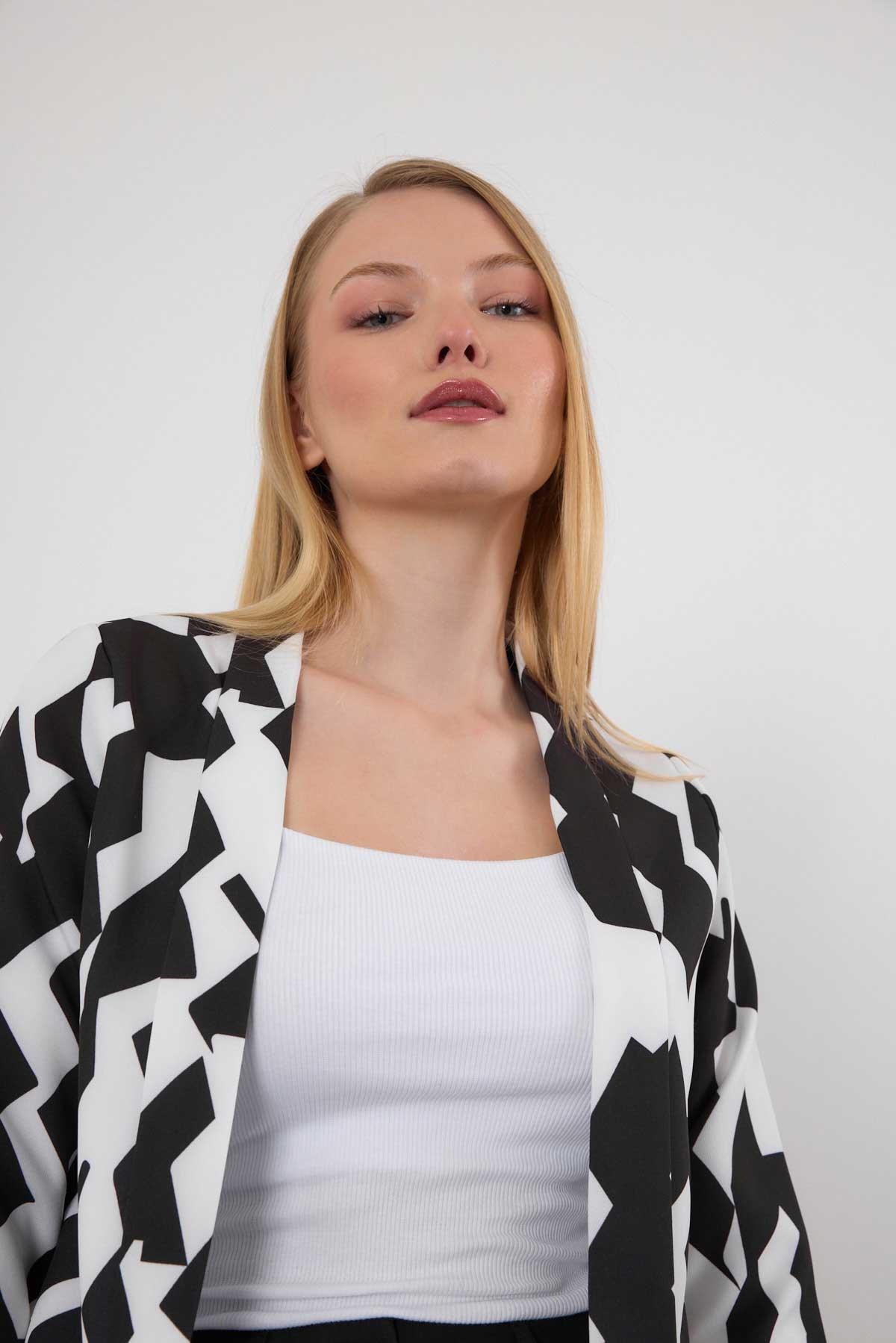 Siyah Desenli Ceket 4468A - 6