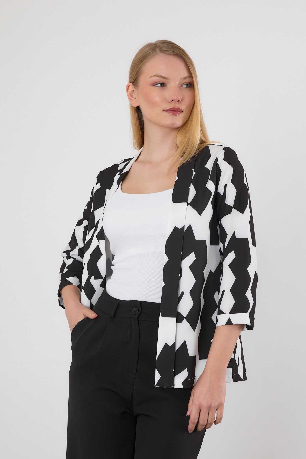 Siyah Desenli Ceket 4468A - 8