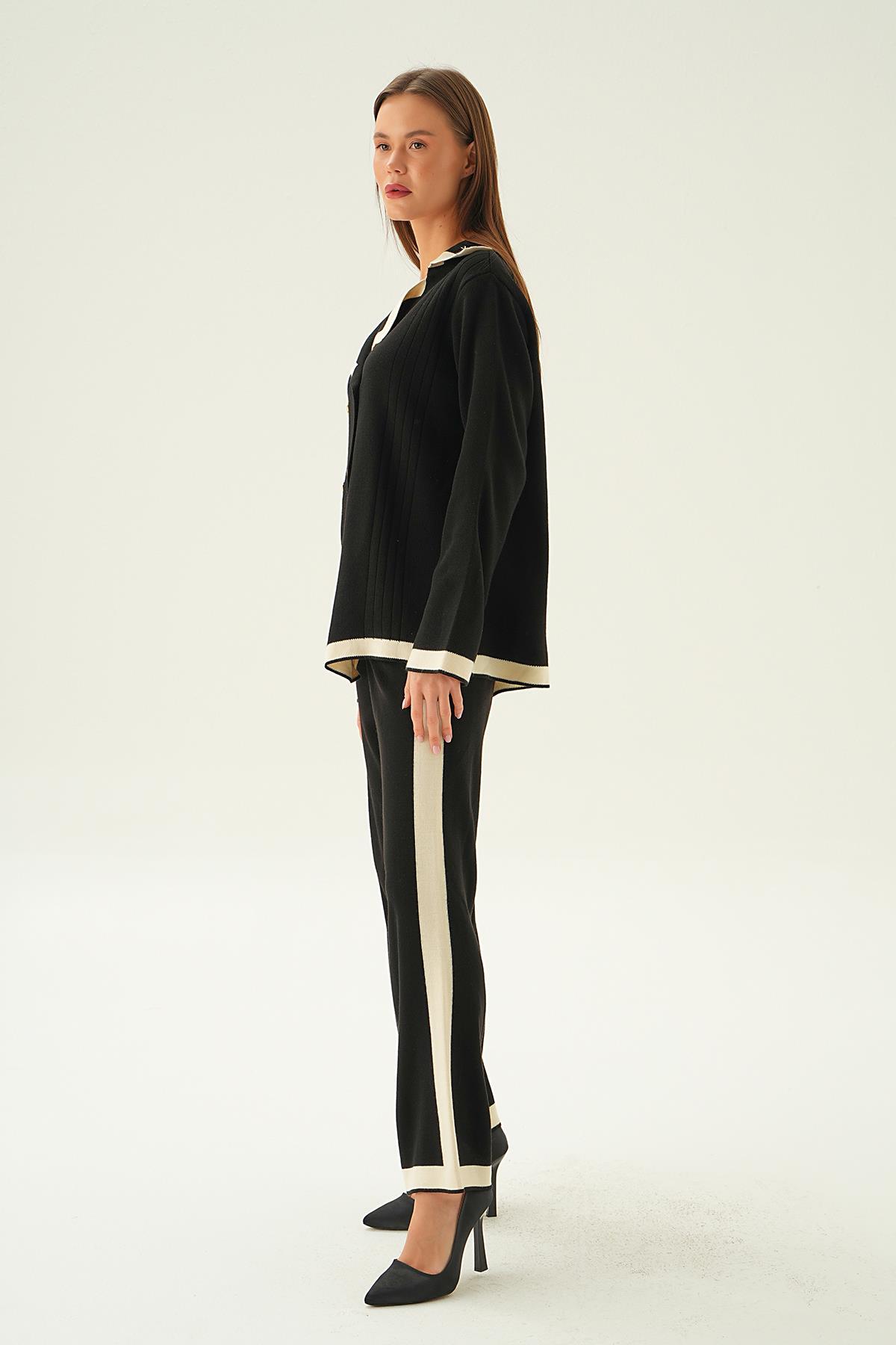 Siyah Çizgi Detay Pantolon Takım 4470 - 3