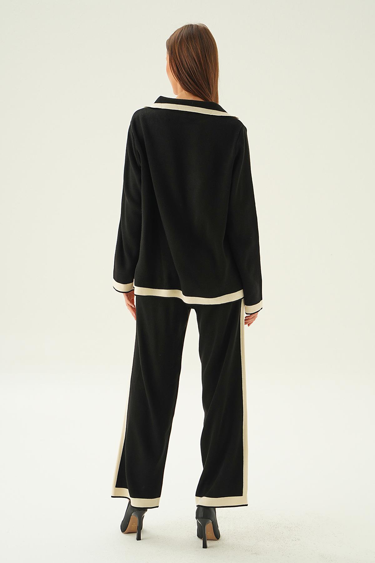 Siyah Çizgi Detay Pantolon Takım 4470 - 4