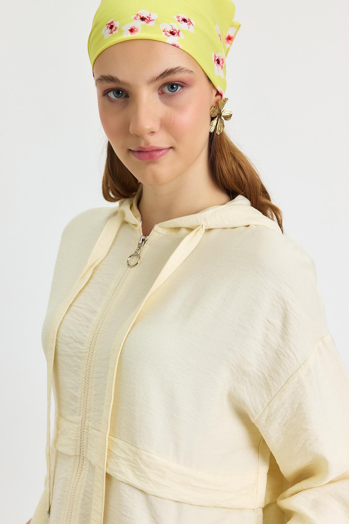 4472A Kapüşonlu Cepli Kap Bej - RAYS