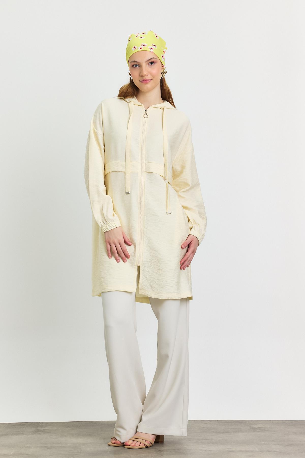 4472A Kapüşonlu Cepli Kap Bej - 8