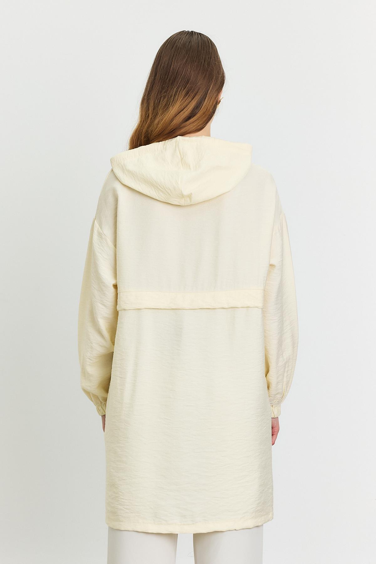 Bej Kapüşonlu Cepli Kap 4472A - 5