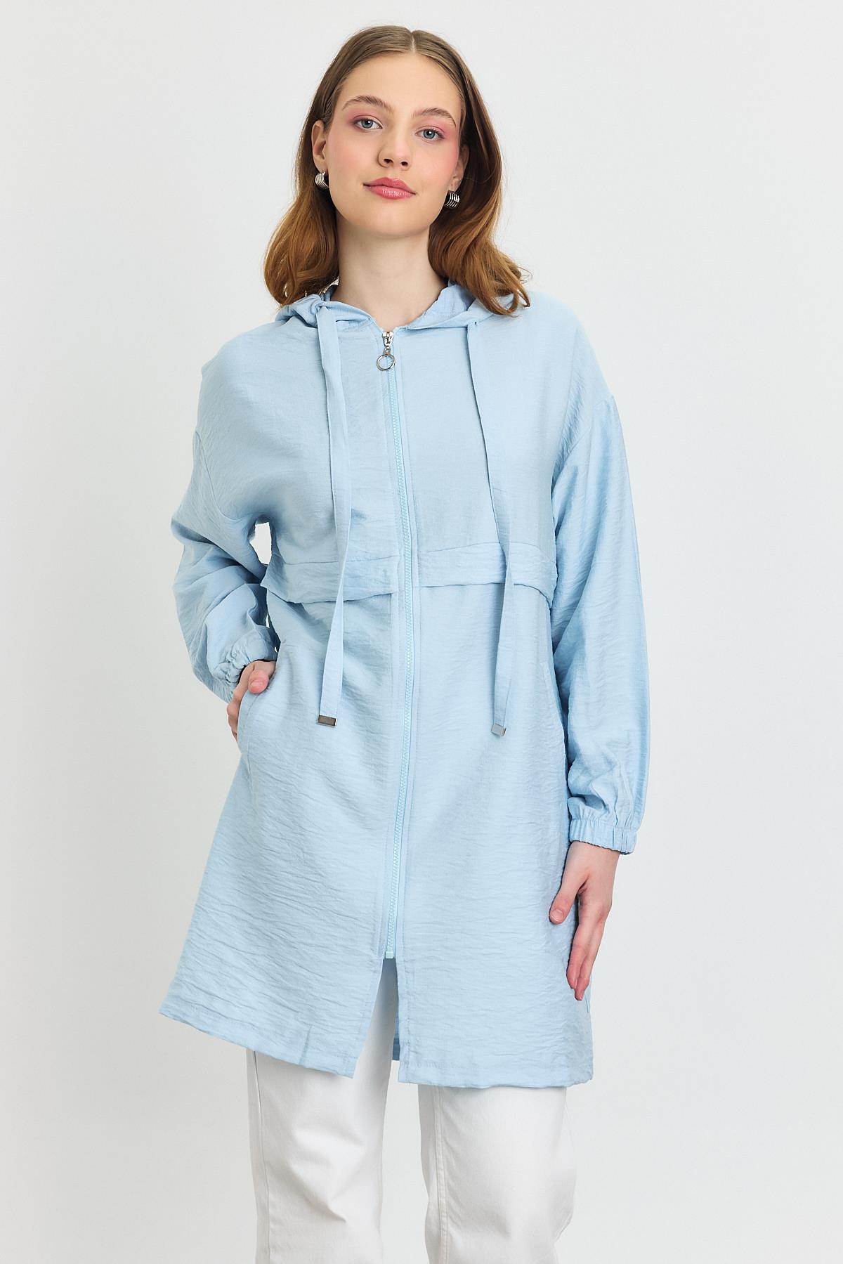 4472A Kapüşonlu Cepli Kap Mavi - 6