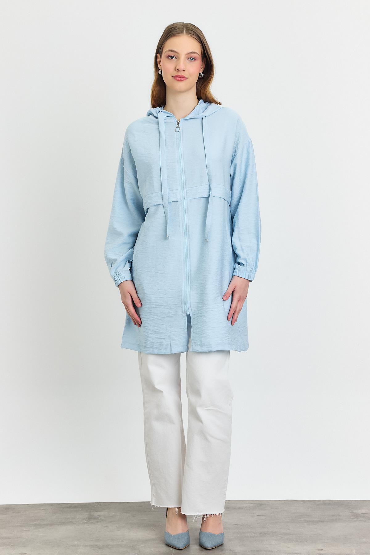 4472A Kapüşonlu Cepli Kap Mavi - 7