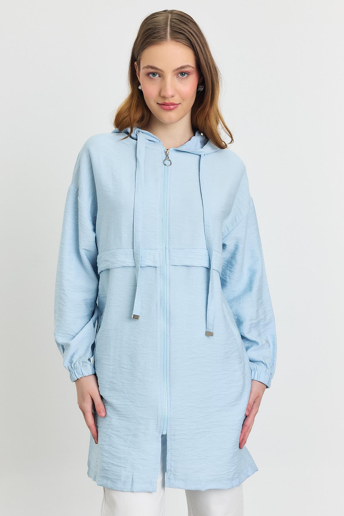 Mavi Kapüşonlu Cepli Kap 4472A 